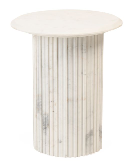 Solid Marble Side Table With Ribbed Base | Marshalls