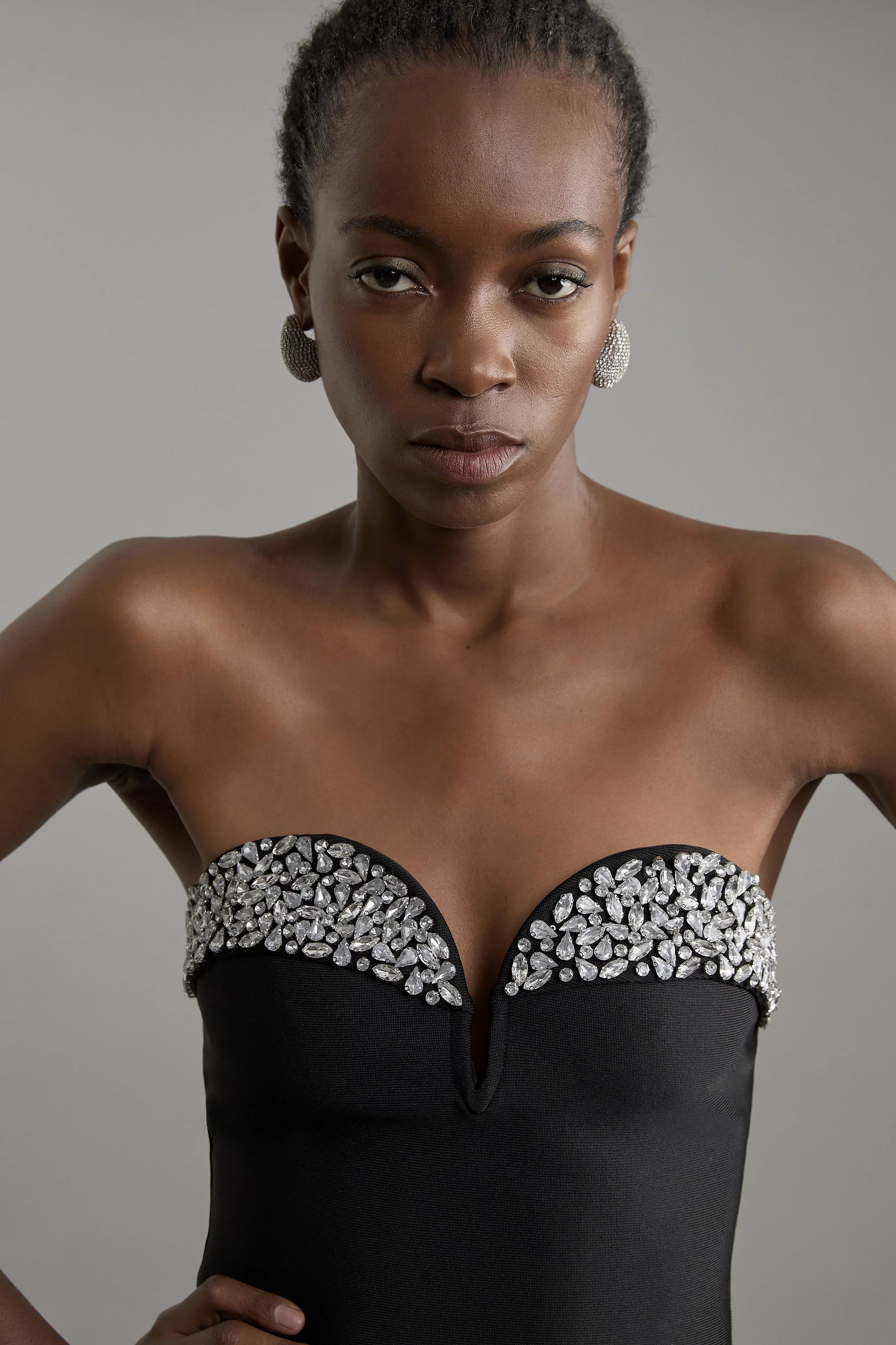 Figure Form Bandage Crystal Embellished Corset Top | Karen Millen UK + IE + DE + NL