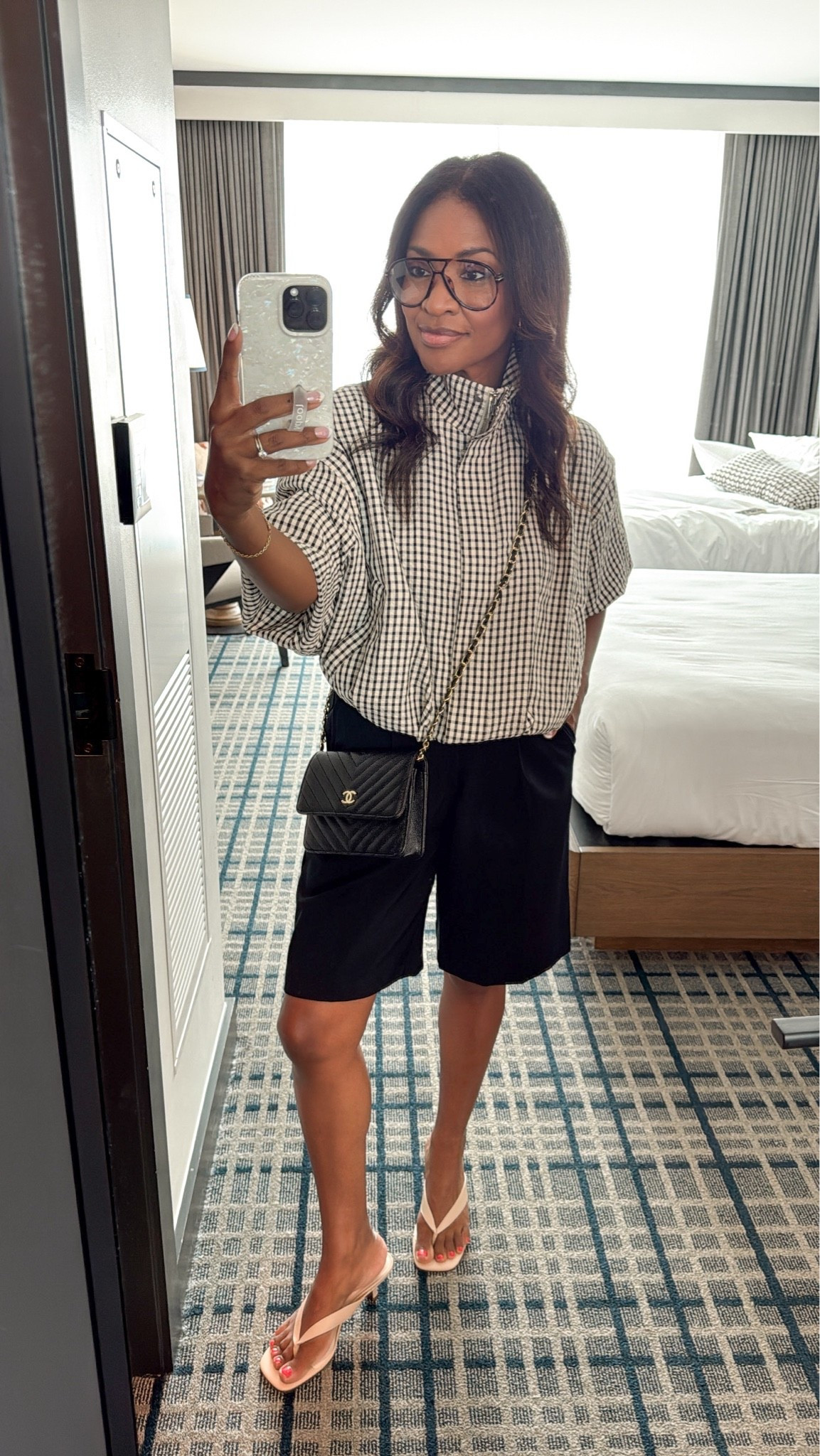 Wearing an XS in both jacket and Bermuda shorts. Shoes are tts

#LTKCon #LTKgrwm #LTKOver40