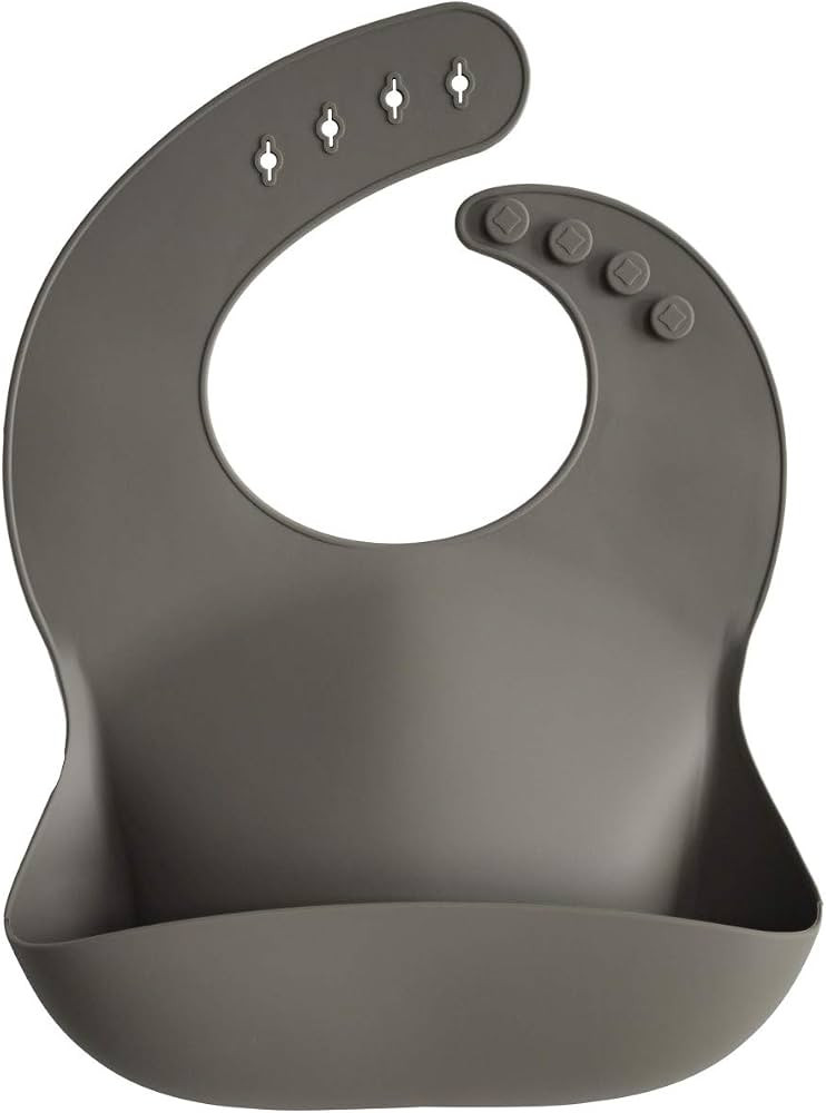 mushie Silicone Baby Bib | Adjustable Fit Waterproof Bibs (Dove Gray) | Amazon (US)
