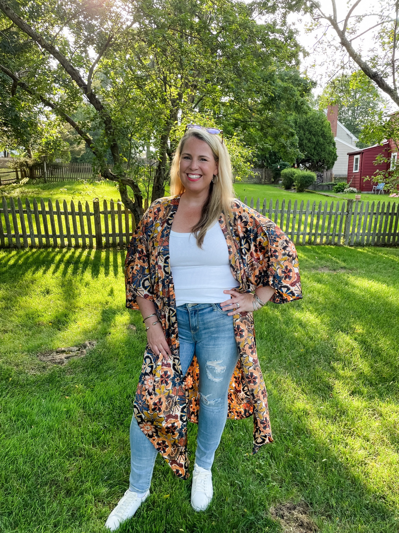 Loving this new Anthropologie kimono! One size fits all … gorgeous colors and perfect seasonal transition item. Also love this flattering new white shirt from Anthro too!

#LTKcurves #LTKxAnthro