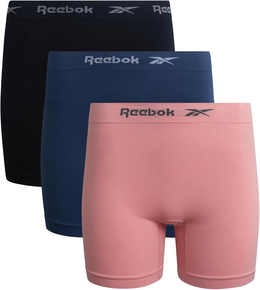 Reebok Womens Boyshorts Underwear - 3 Pack Soft Stretch 6" Inseam Long Leg Boyshort Panties Seaml... | Amazon (US)