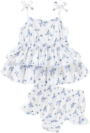 Happy Town Baby Girl Clothes Summer Infant Outfits Sleeveless Tank Tops Newborn Shorts Set Bloome... | Amazon (US)