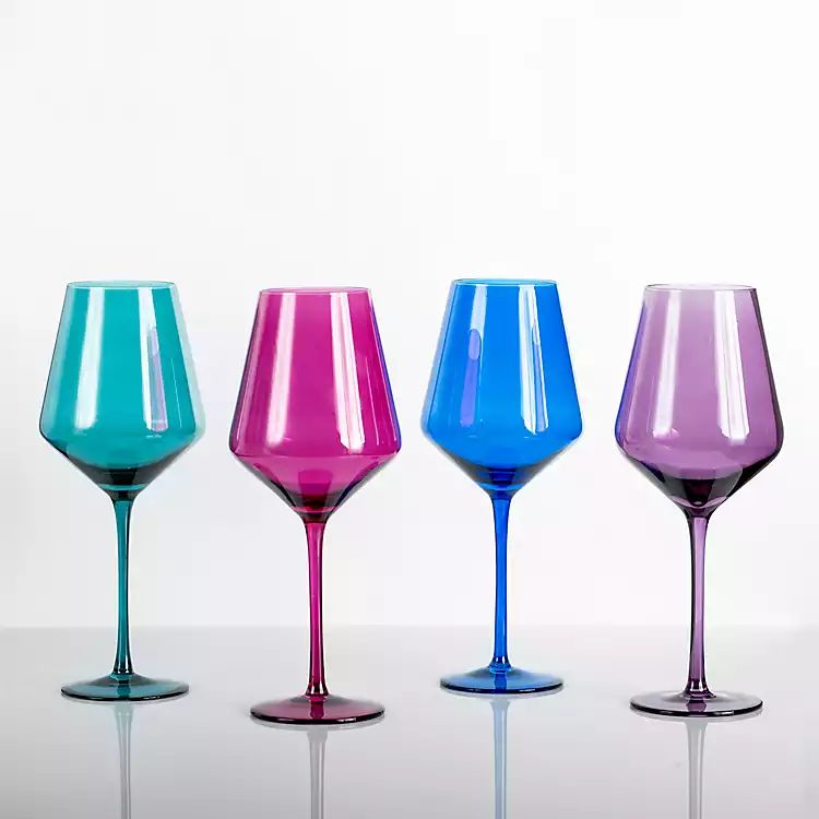 Jewel Tones Goblet Wine Glasses, Set of 4 | Kirkland's Home