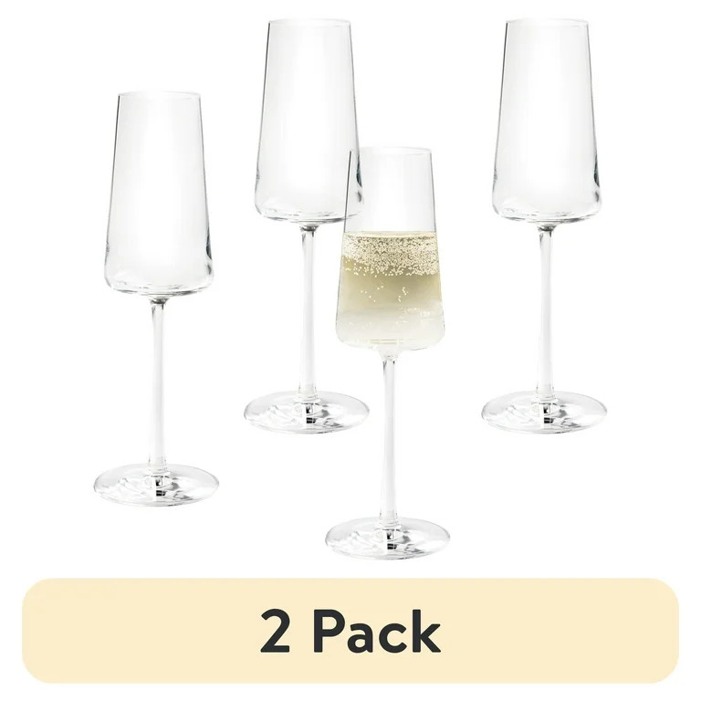 (2 pack) Better Homes & Gardens Clear Flared Champagne Flute 8 ounce, 4 Pack | Walmart (US)
