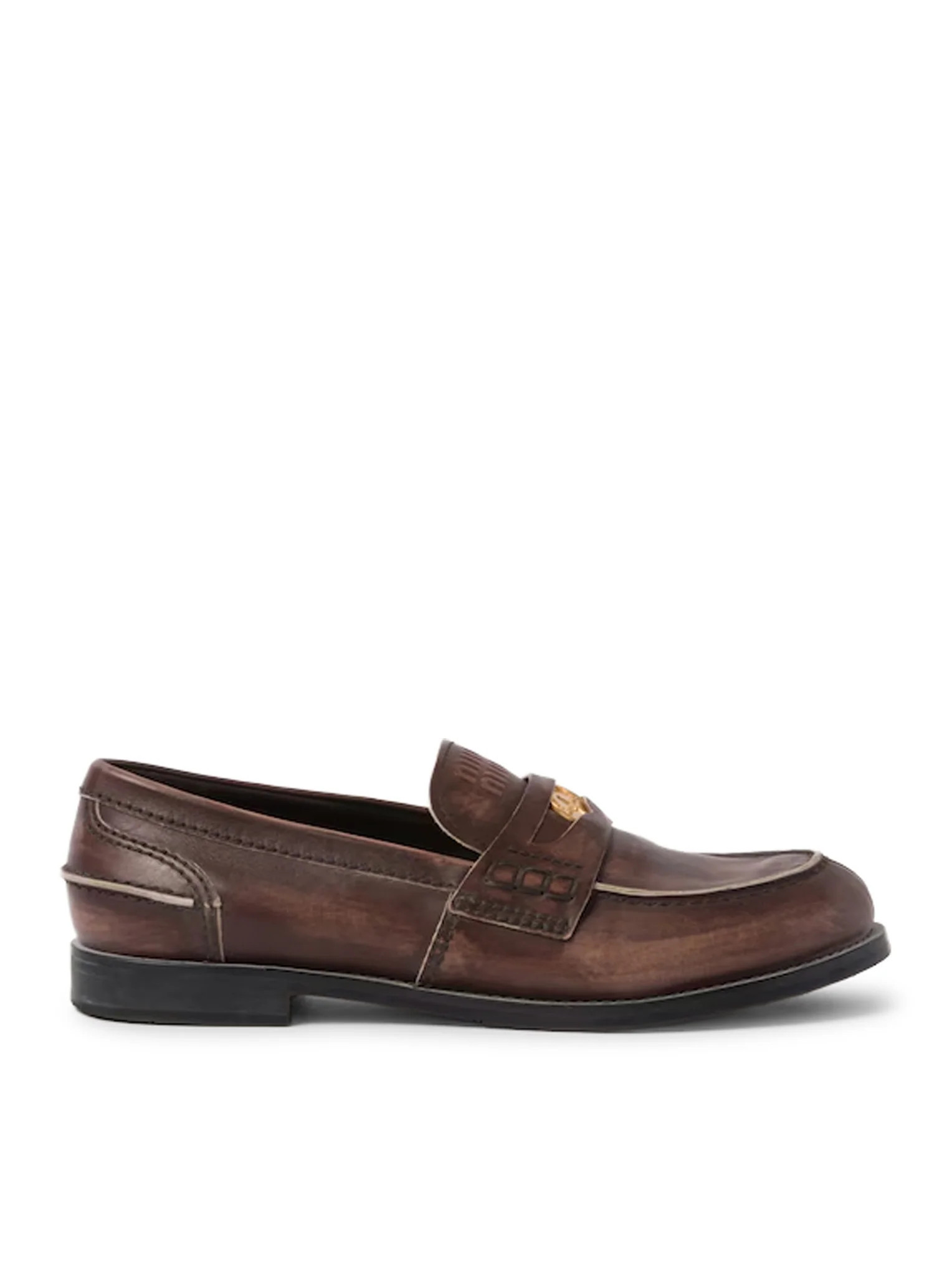 VINTAGE EFFECT LEATHER LOAFERS - Miu Miu - Woman | Suitnegozi INT
