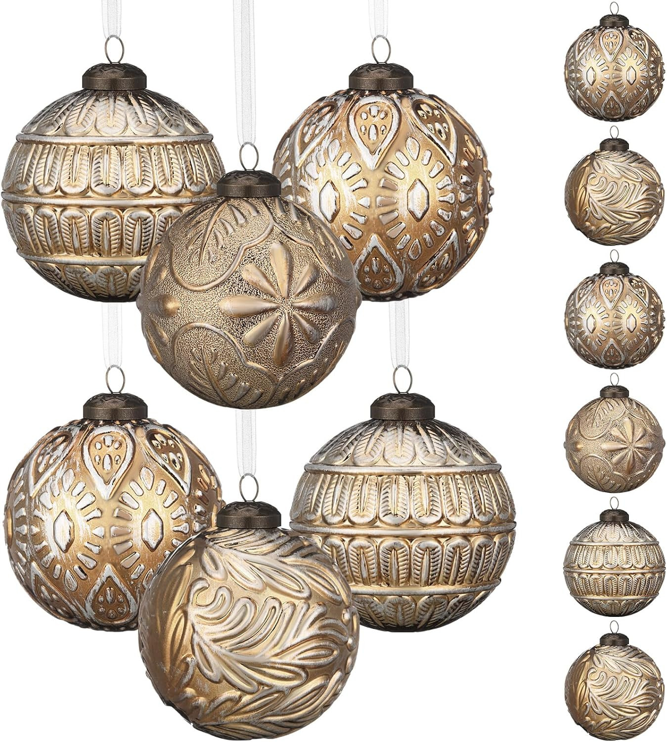 Soulchen 12 Pcs Vintage Christmas Ball Ornaments Brown 3.15" Xmas Tree | Amazon (US)