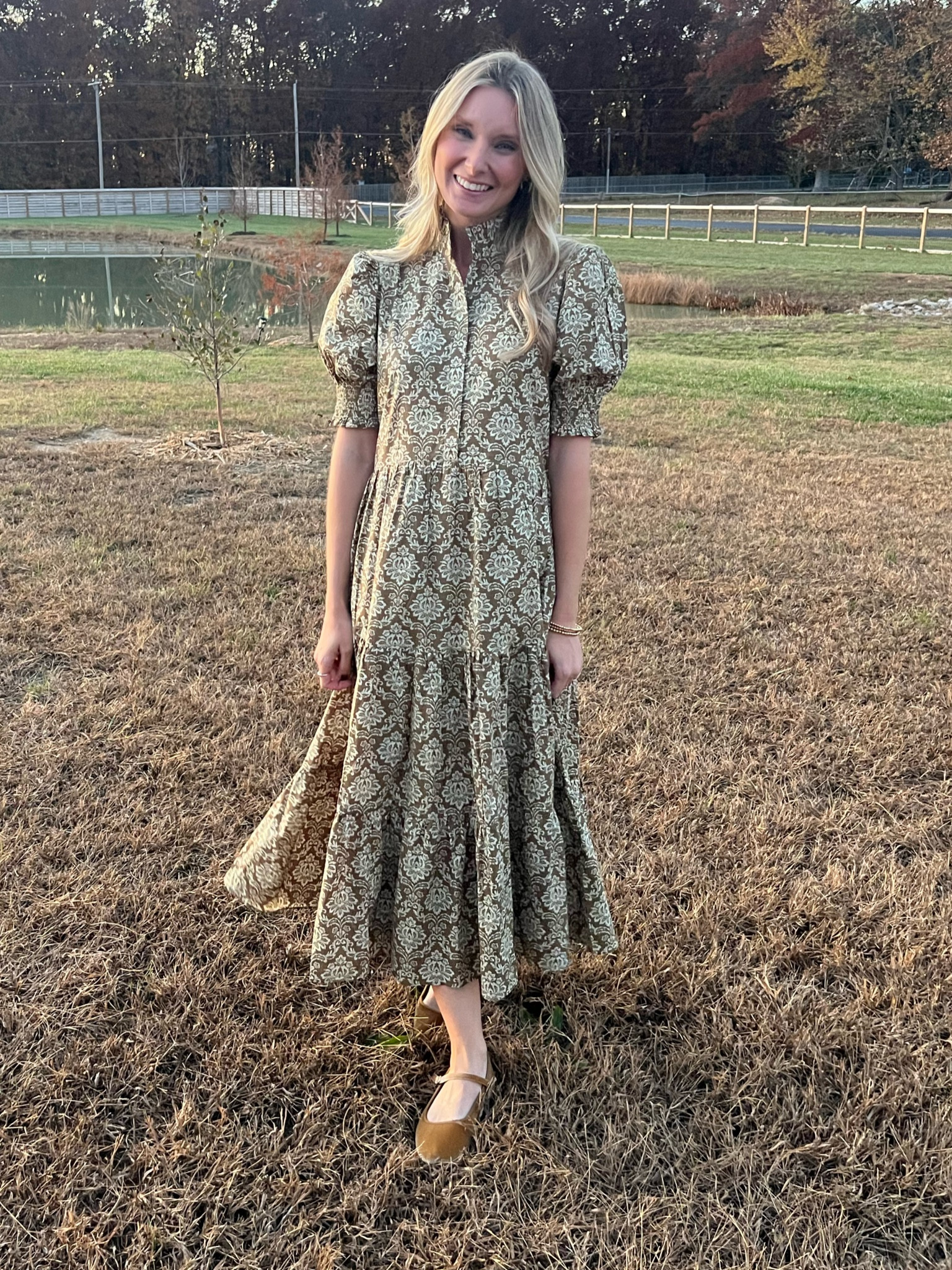 Tuckernuck block print maxi dress - Steve Madden mustard Mary Janes - velvet ballet flats - wedding guest dress

#LTKshoecrush #LTKwedding #LTKstyletip