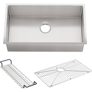 KOHLER Strive Undermount Stainless Steel 32 in. Single Bowl Kitchen Sink with Included Accessorie... | The Home Depot