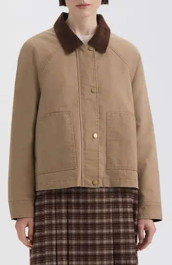 Hunter Corduroy Collar Raglan Sleeve Cotton Barn Jacket in Tan at Nordstrom Rack, Size X-Large | Nordstrom Rack