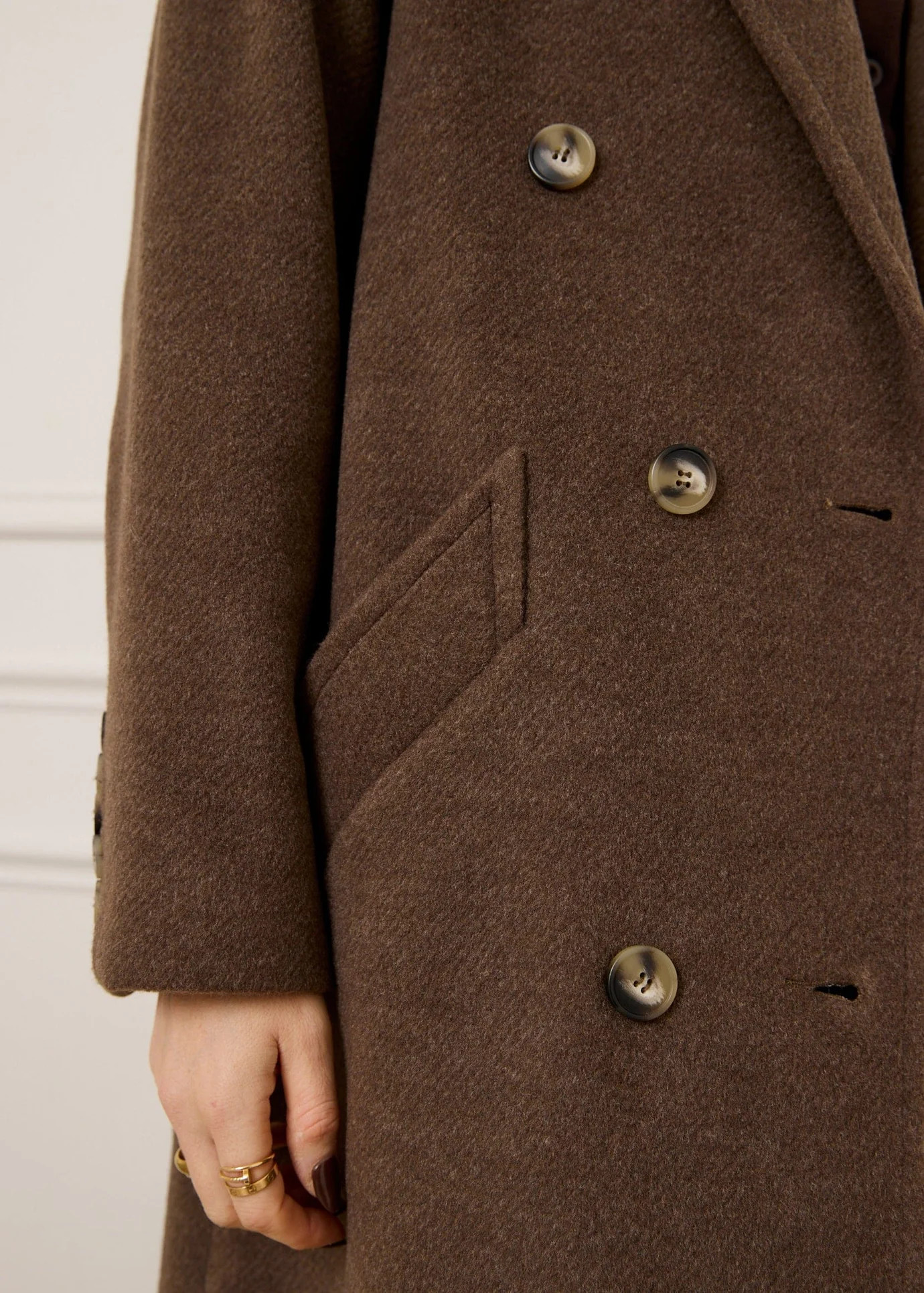 STRUCTURED WOOL BLEND COAT - MOCHA | WAT The Brand
