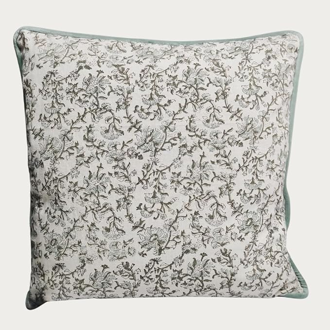 Palm & Loom 100% Cotton Linen Cushion Cover - Decorative Throw Pillow Case with Powder Blue & Gre... | Amazon (US)