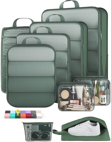 Veken 9/11 Set Compression Packing Cubes for Travel Essentials,Compressible Expandable Large Lugg... | Amazon (US)