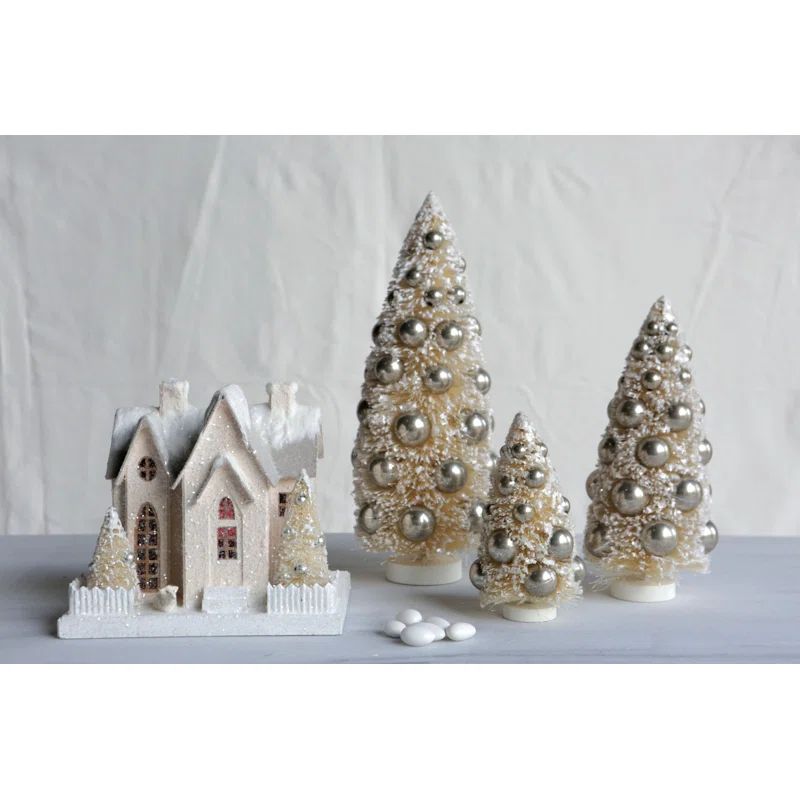 3 Piece Bottle Brush Christmas Tree with Ornaments Set | Wayfair North America