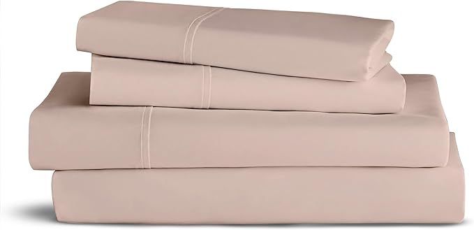 Purity Home King Size Blush Bed Sheet Set, 400TC Deep Pocket Bed Sheets for King Bed, 4PC 100% Co... | Amazon (US)