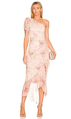 BCBGMAXAZRIA One Shoulder Dress in Sketched Floral Field from Revolve.com | Revolve Clothing (Global)