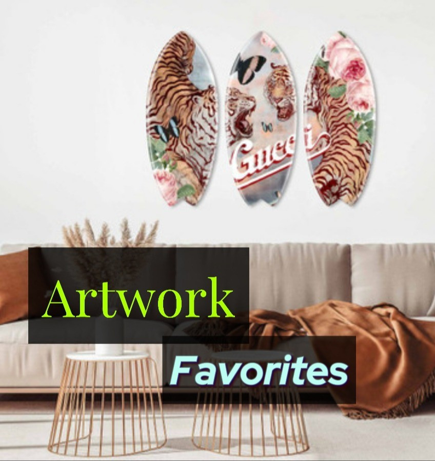 All of my artwork in my new apartment is from Oliver Gal. I've got the Hermes pink surfboard in my living room, it is about the length of my couch. It is such a beautiful and elegant statement piece without overwhelming the space 🩷 I've attached some more surfboards and skimboards I liked in their store ✨️

#LTKhome