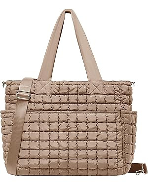 Yarnic Large Puffer Tote Bag for Women, Lightweight 21L Bag with 7 Pockets for School, Travel, Wo... | Amazon (US)