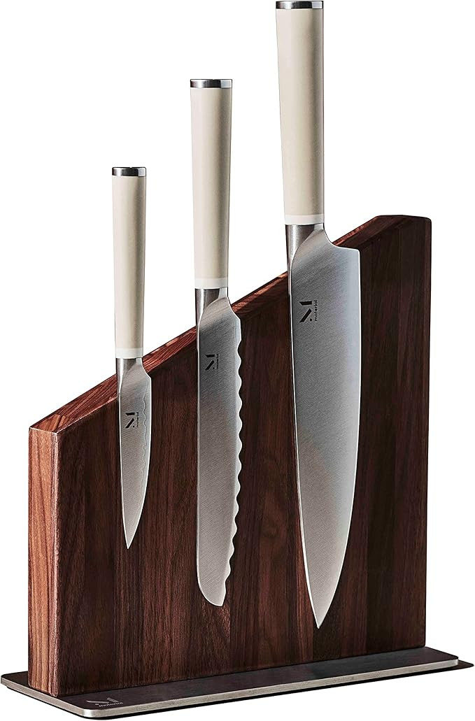 Material, Magnetic Knife Block Set, Kitchen Knife Set with Block includes 8" Chef Knife, 6" Japan... | Amazon (US)