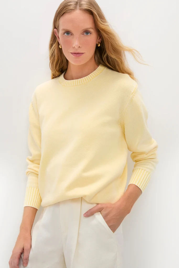 Pale Yellow Stone Washed Cotton Anne Crewneck | Tuckernuck (US)