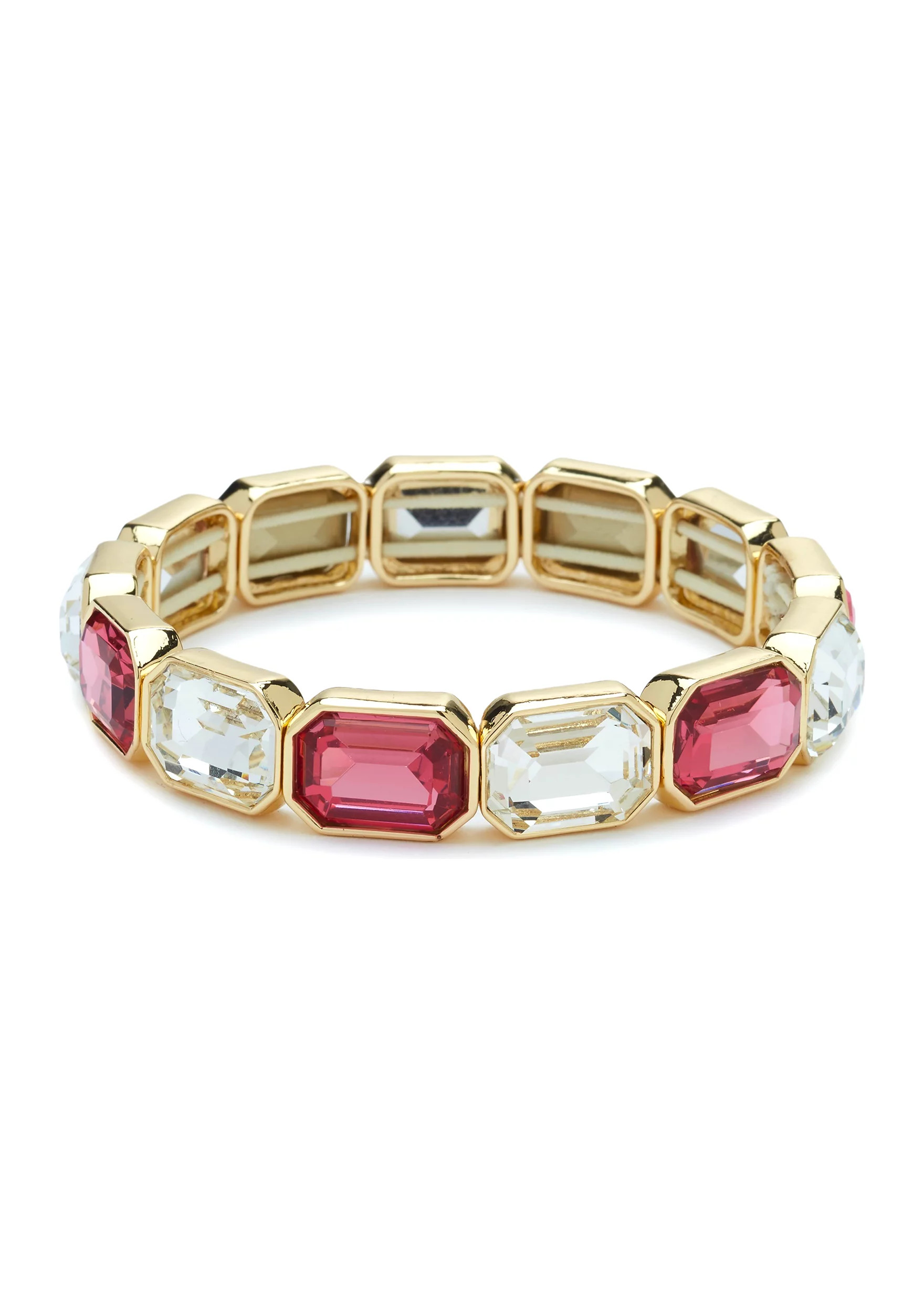Gold Tone Emerald Cut Stretch Bracelet | Belk