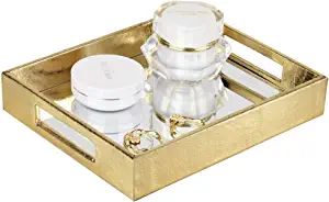 Vixdonos Decorative Mirror Tray,Gold Vanity Tray,Leather Catchall Organizer for Makeup,Perfume an... | Amazon (US)