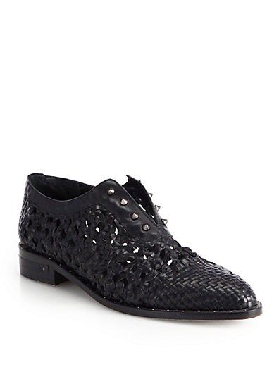 Wish Studded Woven Leather Loafers | Saks Fifth Avenue