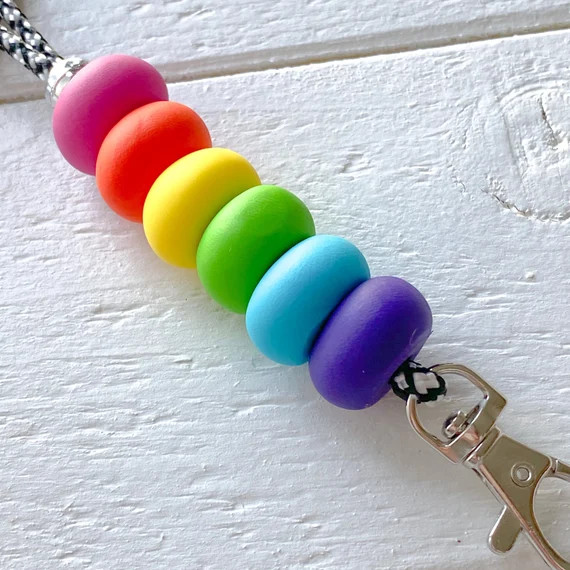 Bright Rainbow Lanyard | Teacher Lanyard | Keychain | Classroom Gift | Teacher Beaded Lanyard | Etsy (US)