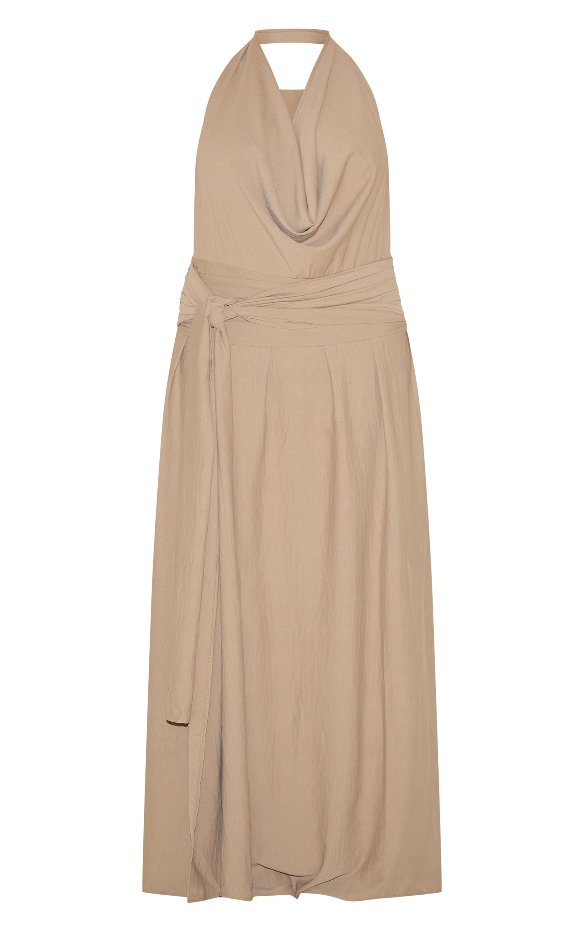 Plus Mushroom Floaty Cowl Neck Low Back Maxi Dress | Plus Size | PrettyLittleThing UK