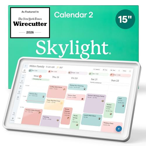 Skylight Calendar 2 - 15-inch Full HD Touchscreen Digital Calendar, Featured on Wirecutter - Wall Planner & Interactive Chore Chart, Smart Family Organizer, 16GB Storage, Wi-Fi, Wall Mount Included - Shadow Box, Silver | Amazon (US)