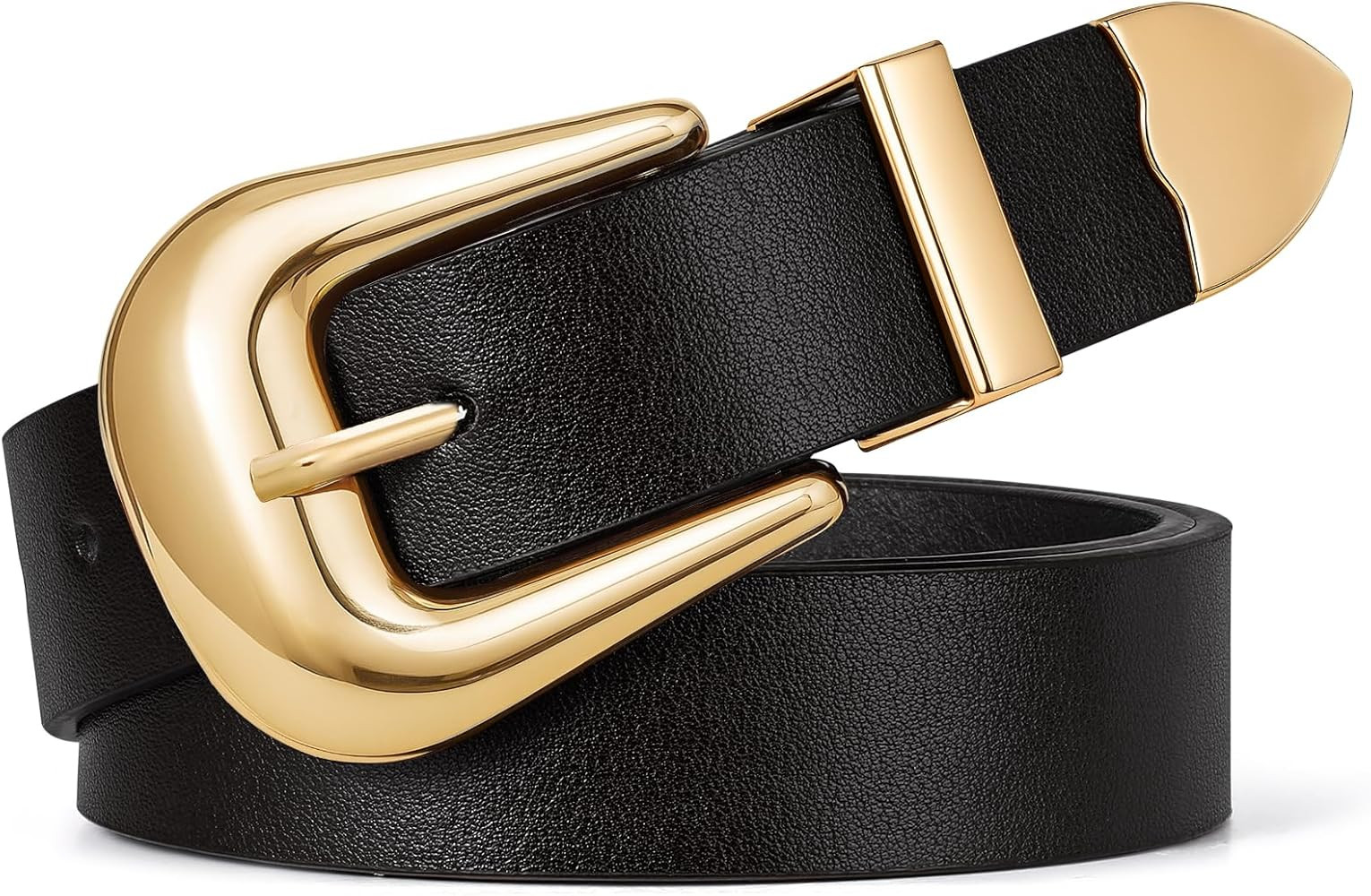 SUOSDEY Women Leather Belt for Jeans Pants, Ladies Waist Belt Western Belt with Gold Silver Buckl... | Amazon (US)