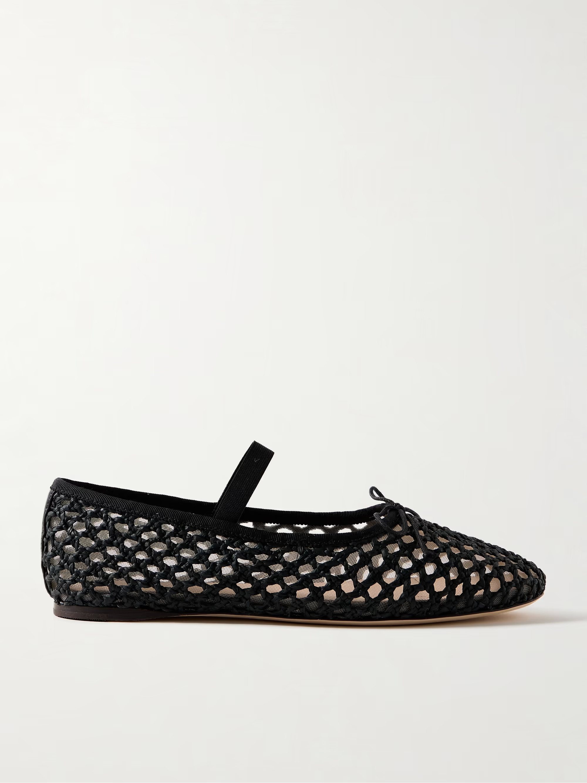 Leonie grosgrain-trimmed raffia Mary Jane ballet flats | NET-A-PORTER (US)