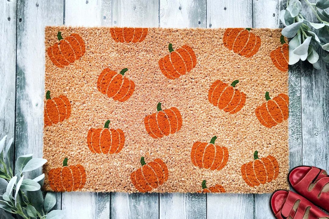 Pumpkin Pattern Door Mat  Fall Doormat  Welcome Mat  Cute - Etsy | Etsy (US)