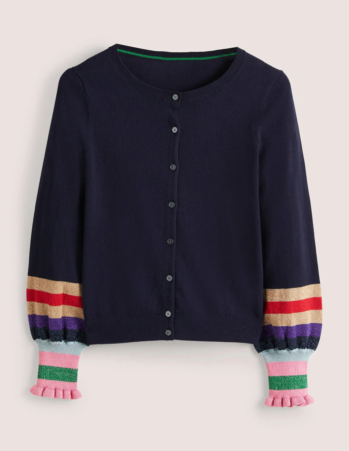 Metallic Frill Stripe Cardigan | Boden (US)