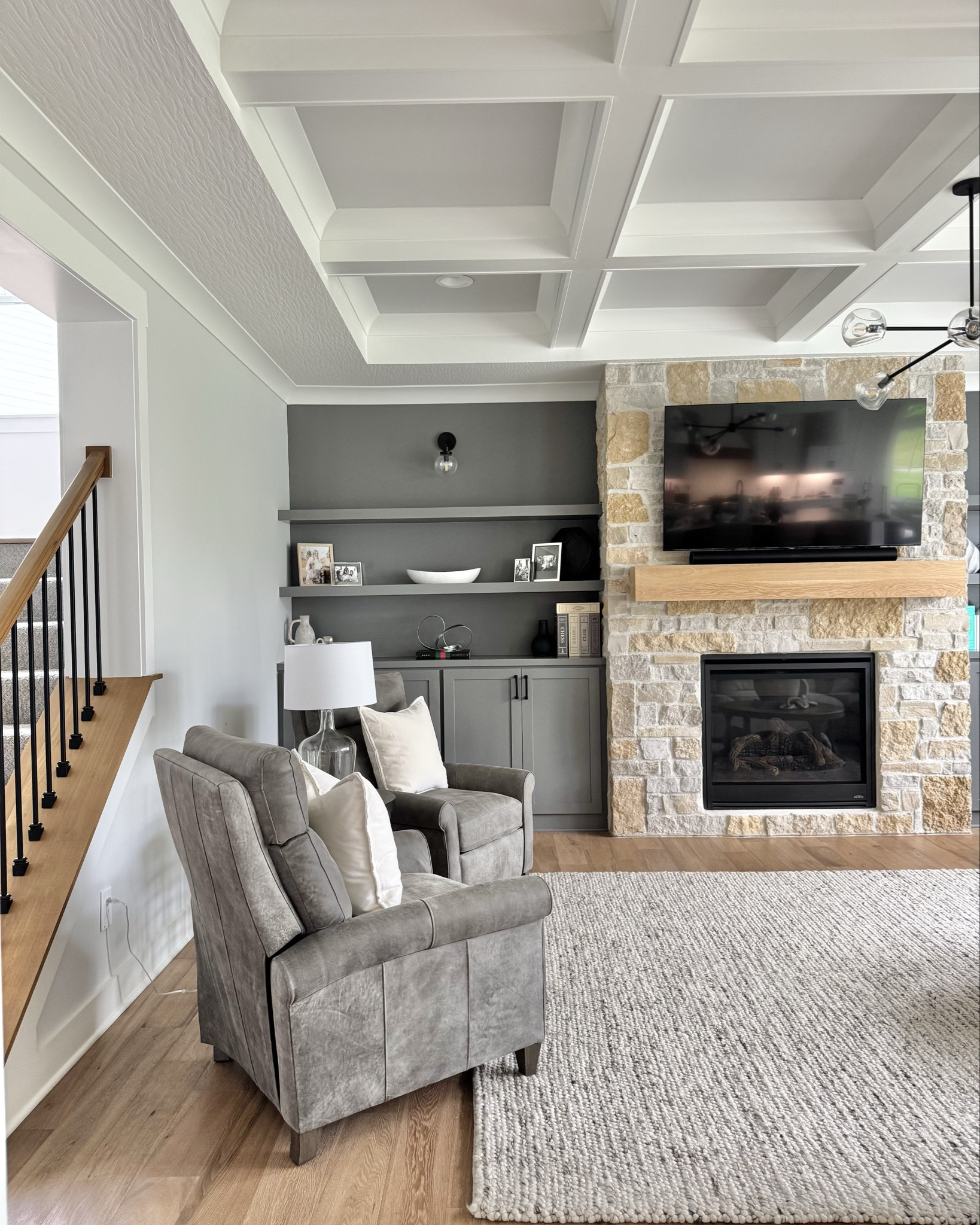 The coziest living room, complete with coffered ceilings, built ins, fireplace, and all the most relaxing furnishings to go with it! Many of these items are one of a kind, but I’ve linked everything that’s available here as well as some similar options!

#LTKStyleTip #LTKFamily #LTKHome