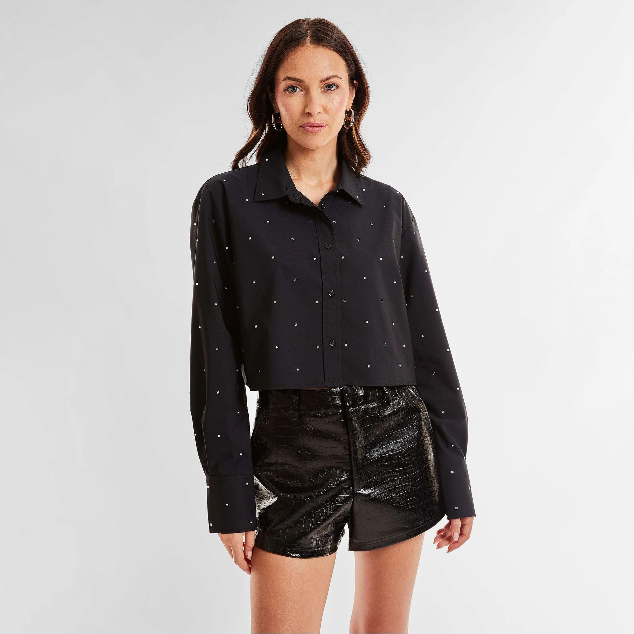 Cropped Button Up - Black Crystal | The Noli Shop