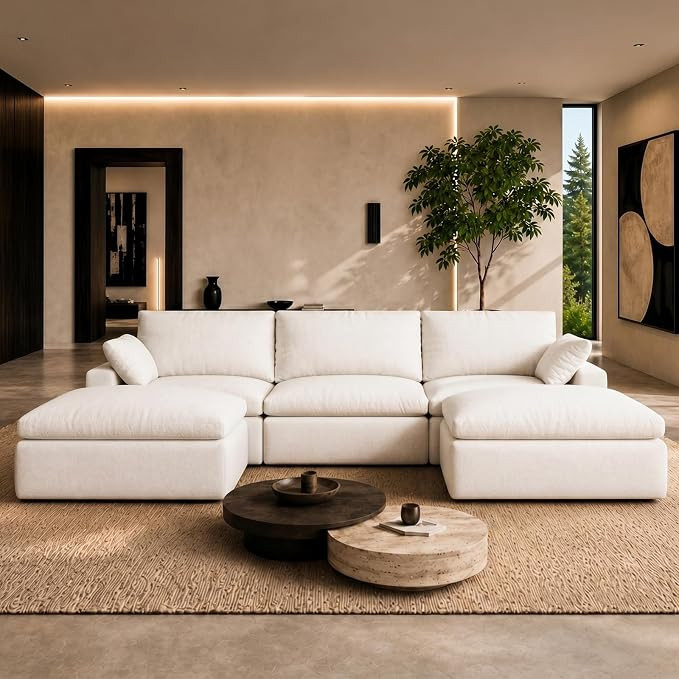 Novilla 104.3" Modular Cloud Couch, Modern Sectional Sofa with Smarts Coil® Support, Chenille Fa... | Amazon (US)