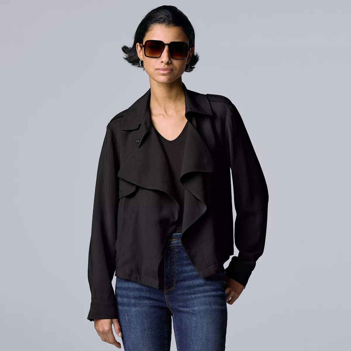 Women's Simply Vera Vera Wang Draped Open-Front Jacket | Kohl's