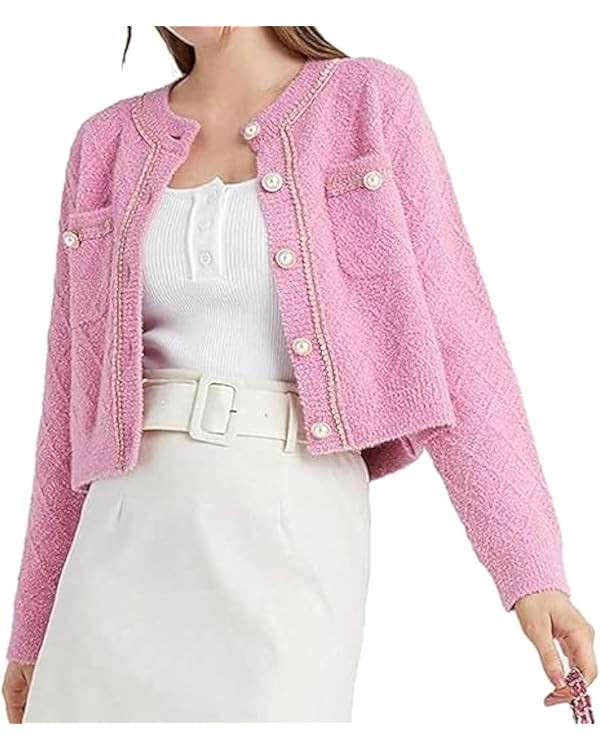 Women's Knit Cardigan Sweaters Casual Long Sleeve Open Front Button Down Trendy Crew Neck Jackets... | Amazon (US)