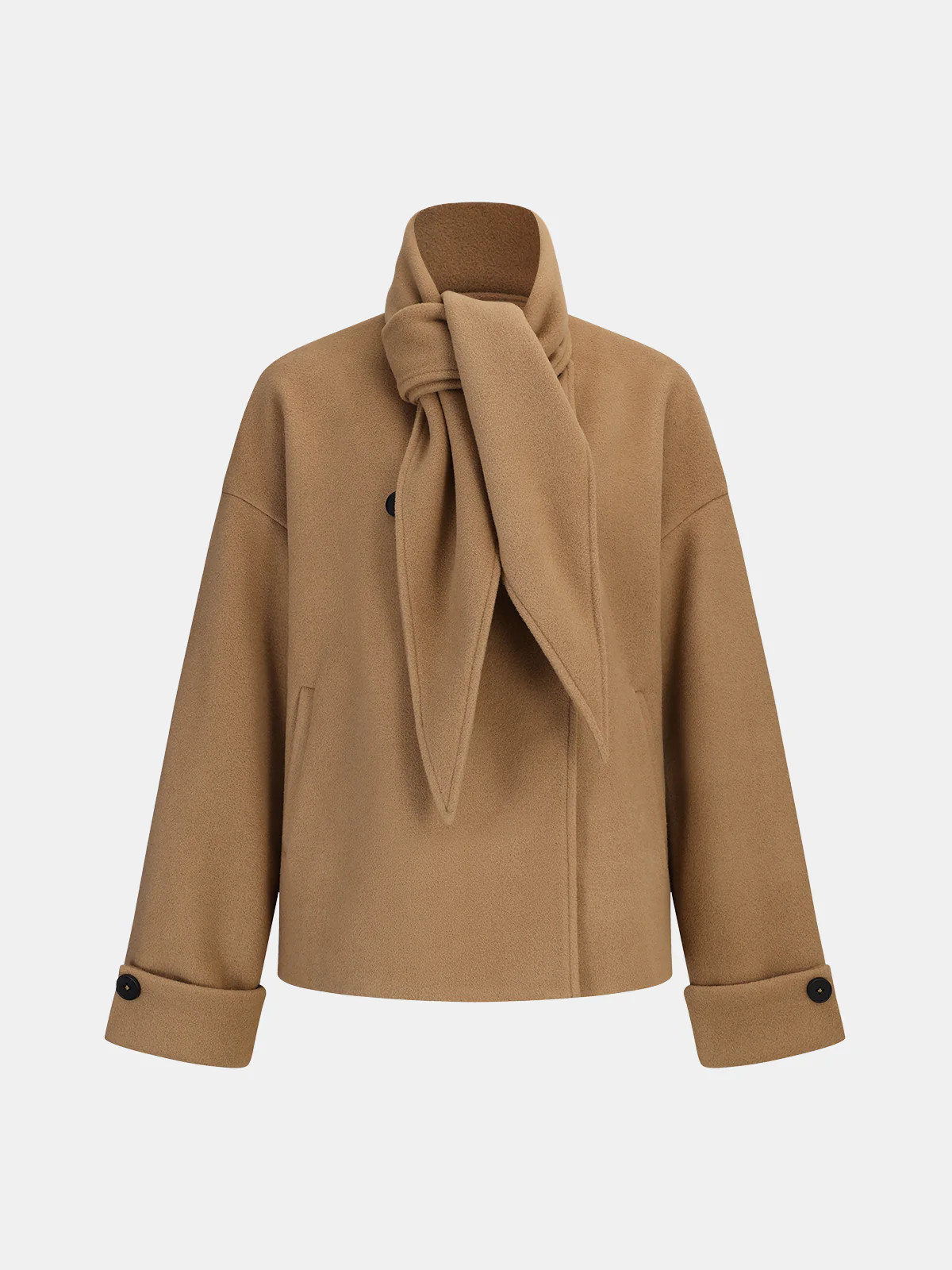 Double-Breasted Coat with Scarf Collar | Commense