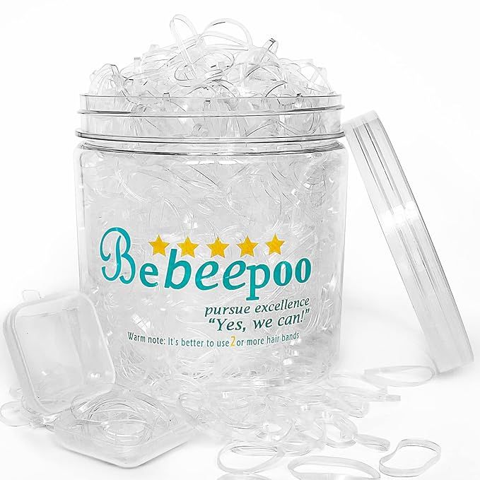 Clear Elastic Hair Bands，BEBEEPOO 2000pcs Mini Hair Rubber Bands with a big Box and a small box... | Amazon (US)