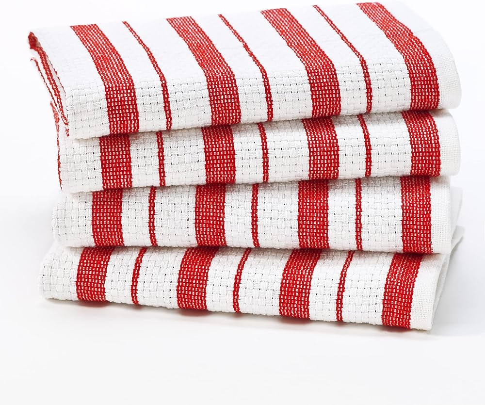 COTTON CRAFT Oversized Kitchen Towels - 4 Pack 100% Cotton Basketweave Tea Dish Towels - Absorben... | Amazon (US)