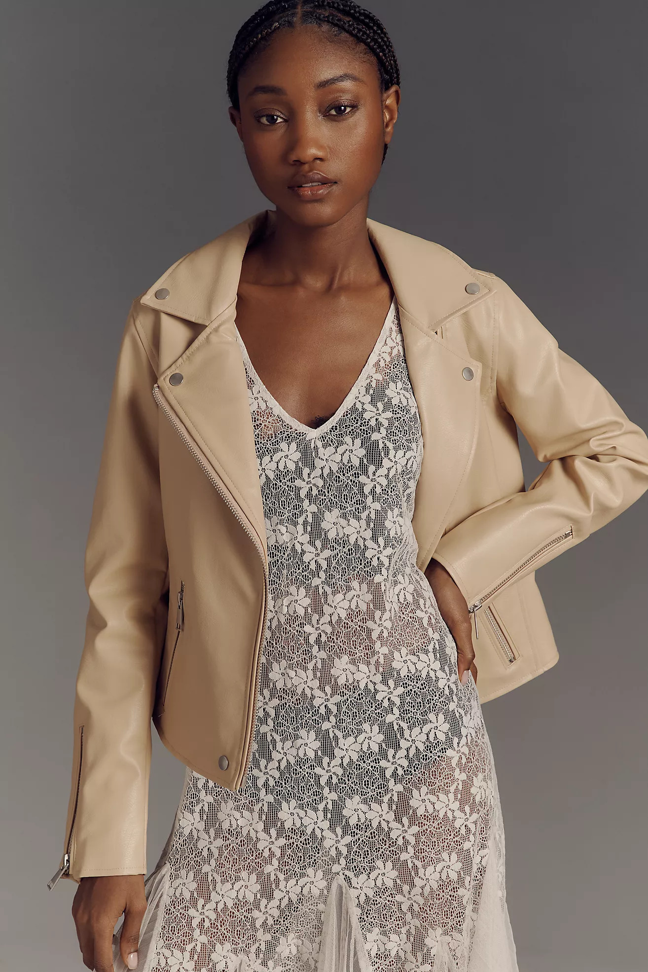 The Saige Faux-Leather Moto Jacket | Anthropologie (US)