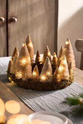 LED Mossy Brush Tree Ring Centerpiece | Anthropologie (US)
