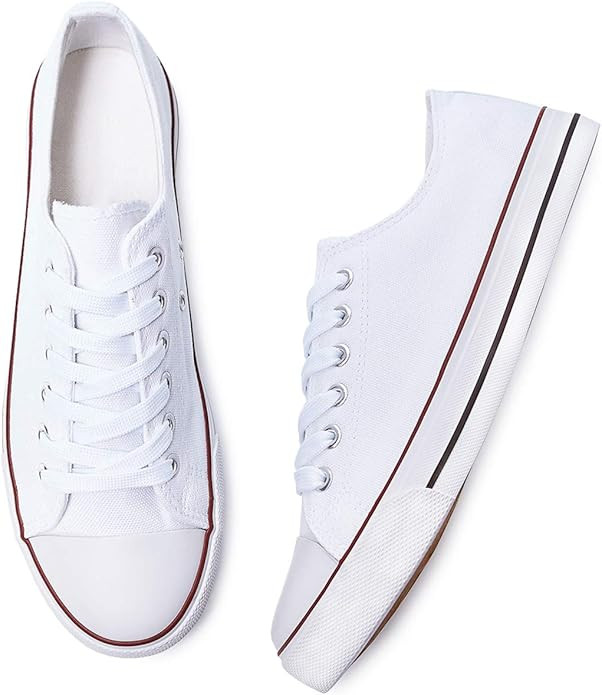 Adokoo Womens Canvas Shoes Casual Cute Sneakers Low Cut Lace up Fashion Comfortable for Walking | Amazon (US)