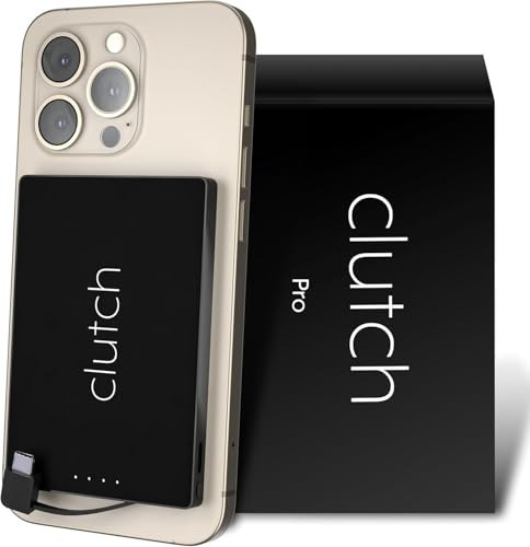 Clutch Pro – World's Thinnest Portable Charger – USB-C Power Bank 5000mAh – Magnetic Built-in Cable – TSA Approved Travel Charger – iPhone 15/16/17 & Android – Black | Amazon (US)