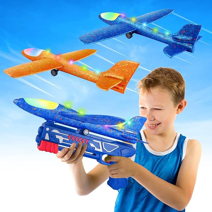 BLUEJAY 17.5" Airplane Launcher Toys, 2 Flight Modes LED Foam Glider Catapult Plane, Outdoor Spor... | Amazon (US)
