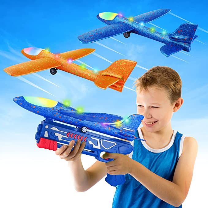 BLUEJAY 17.5" Airplane Launcher Toys, 2 Flight Modes LED Foam Glider Catapult Plane, Outdoor Spor... | Amazon (US)
