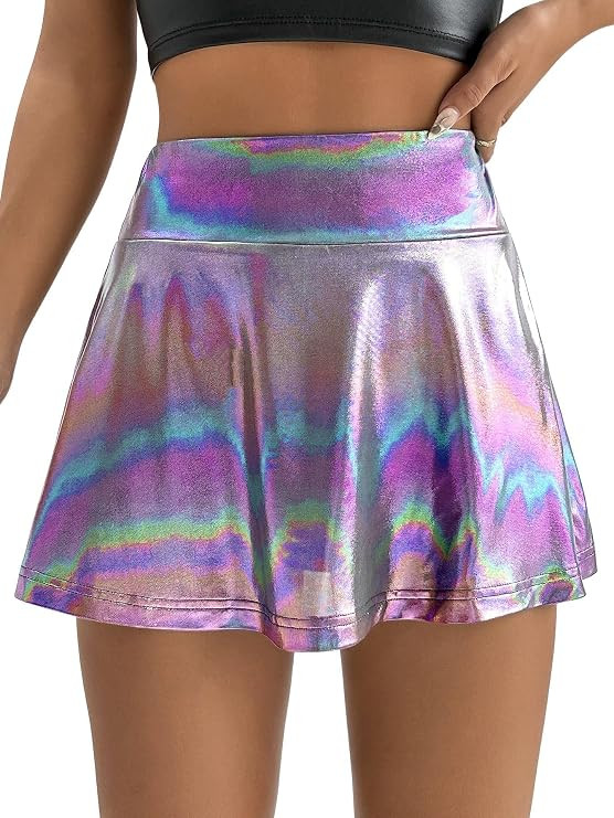 Verdusa Women's Sequin Skirt Metallic High Waist Workout Skorts with Pocket | Amazon (US)