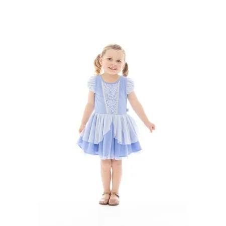 Disney Princess Toddler Girls Cinderella Cosplay Dress with Puff Sleeves, Sizes 12M-5T | Walmart (US)